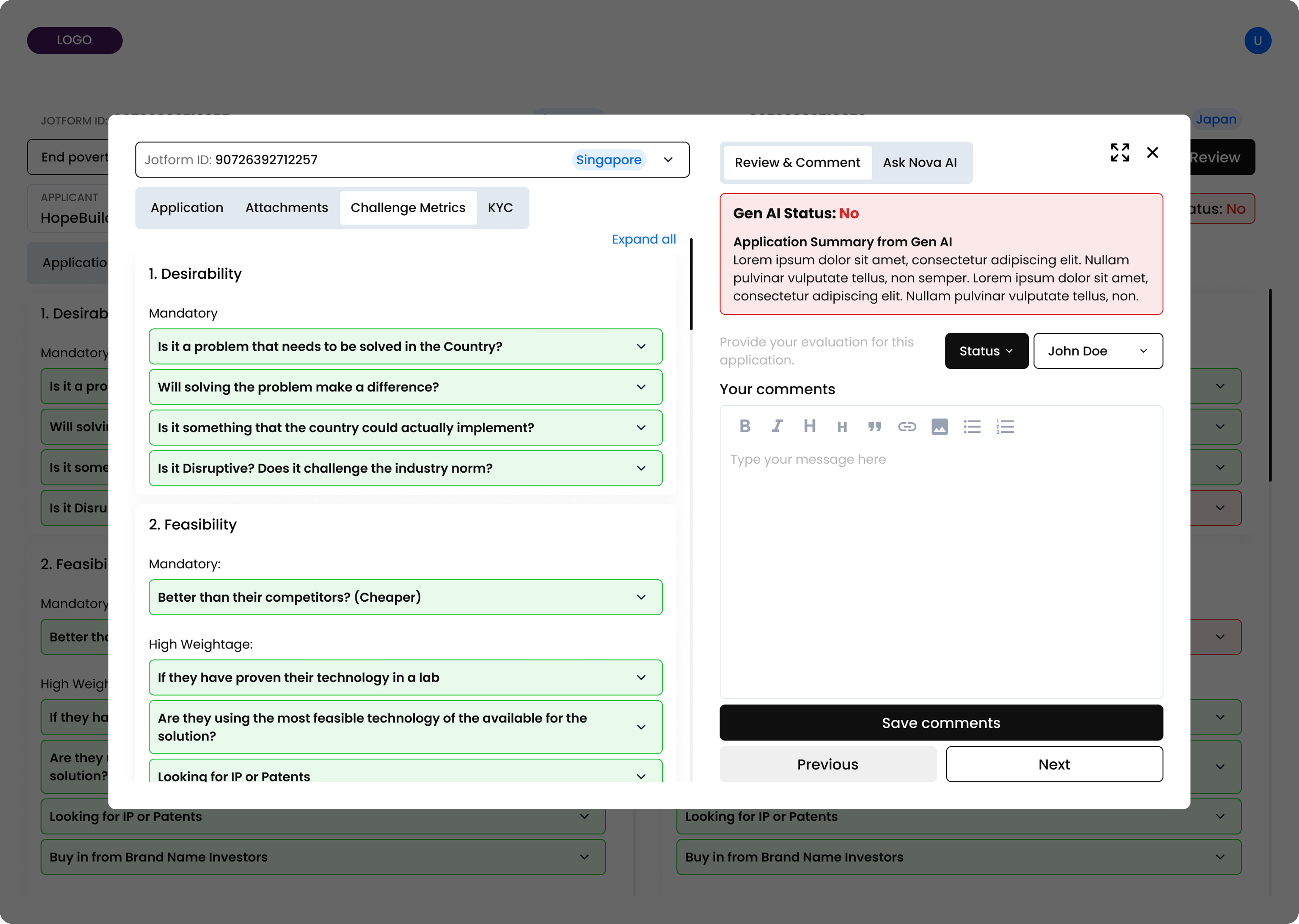 GenAI Grant Evaluator screenshot 3